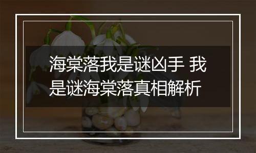 海棠落我是谜凶手 我是谜海棠落真相解析