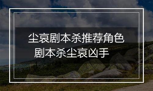 尘哀剧本杀推荐角色  剧本杀尘哀凶手