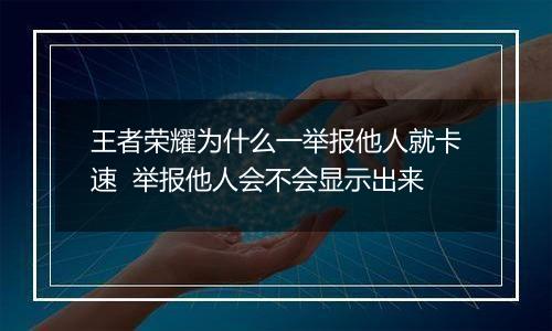 王者荣耀为什么一举报他人就卡速  举报他人会不会显示出来