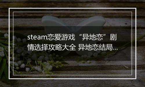 steam恋爱游戏“异地恋”剧情选择攻略大全 异地恋结局选择推荐