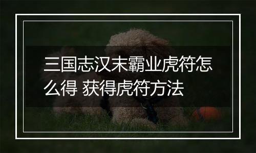 三国志汉末霸业虎符怎么得 获得虎符方法