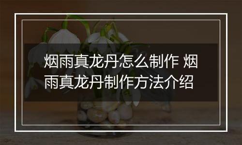 烟雨真龙丹怎么制作 烟雨真龙丹制作方法介绍