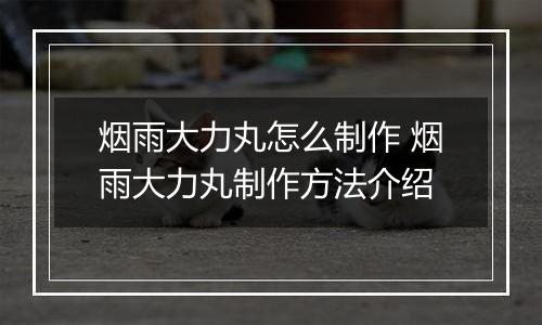 烟雨大力丸怎么制作 烟雨大力丸制作方法介绍