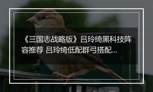 《三国志战略版》吕玲绮黑科技阵容推荐 吕玲绮低配群弓搭配攻略