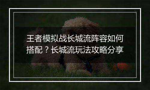 王者模拟战长城流阵容如何搭配？长城流玩法攻略分享