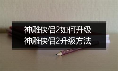 神雕侠侣2如何升级 神雕侠侣2升级方法