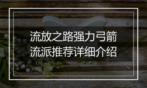 流放之路强力弓箭流派推荐详细介绍