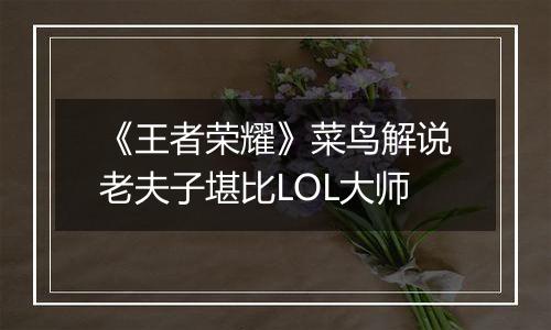 《王者荣耀》菜鸟解说老夫子堪比LOL大师