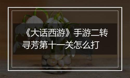 《大话西游》手游二转寻芳第十一关怎么打