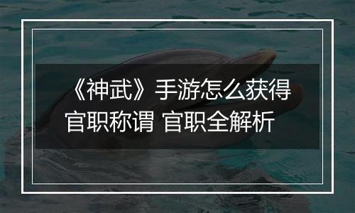 《神武》手游怎么获得官职称谓 官职全解析