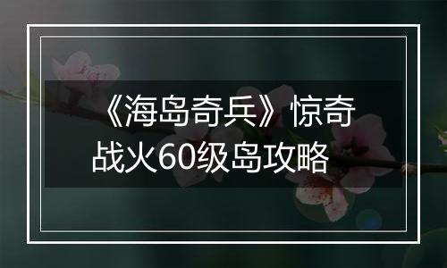 《海岛奇兵》惊奇战火60级岛攻略