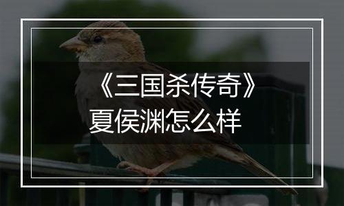 《三国杀传奇》夏侯渊怎么样