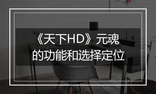 《天下HD》元魂的功能和选择定位