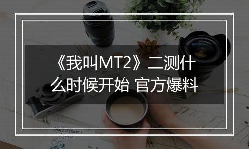 《我叫MT2》二测什么时候开始 官方爆料