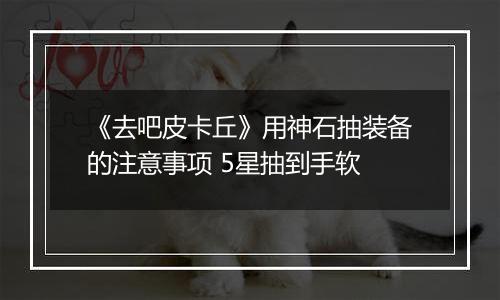《去吧皮卡丘》用神石抽装备的注意事项 5星抽到手软