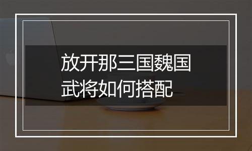 放开那三国魏国武将如何搭配