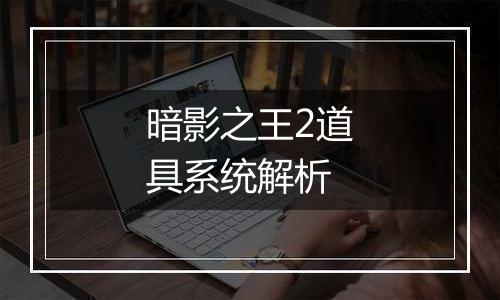 暗影之王2道具系统解析