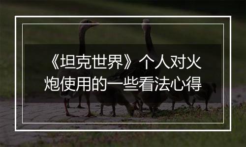 《坦克世界》个人对火炮使用的一些看法心得