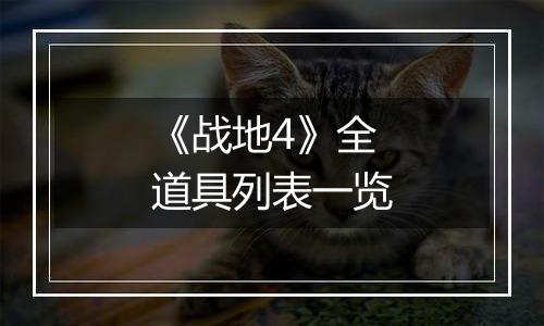 《战地4》全道具列表一览