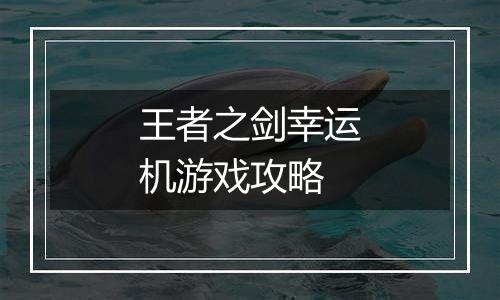 王者之剑幸运机游戏攻略