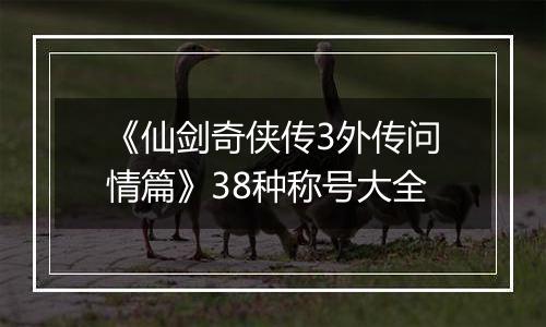 《仙剑奇侠传3外传问情篇》38种称号大全