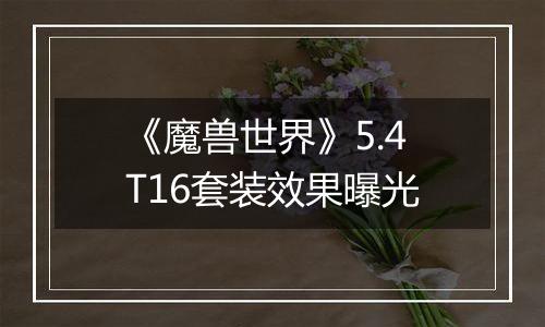 《魔兽世界》5.4T16套装效果曝光