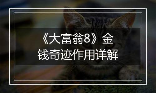 《大富翁8》金钱奇迹作用详解