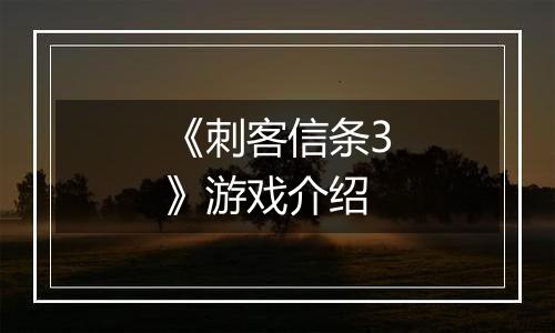 《刺客信条3》游戏介绍