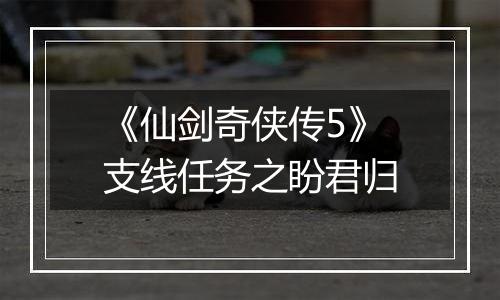 《仙剑奇侠传5》支线任务之盼君归