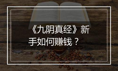 《九阴真经》新手如何赚钱？