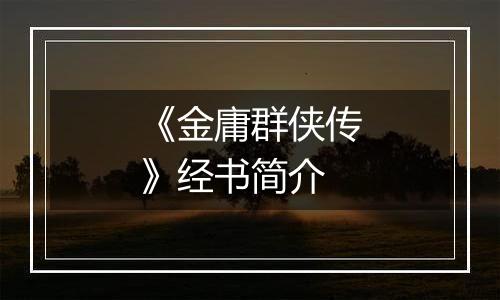 《金庸群侠传》经书简介