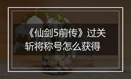 《仙剑5前传》过关斩将称号怎么获得