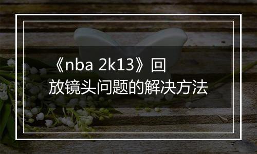 《nba 2k13》回放镜头问题的解决方法