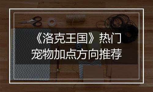 《洛克王国》热门宠物加点方向推荐