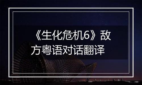 《生化危机6》敌方粤语对话翻译