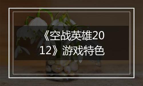 《空战英雄2012》游戏特色