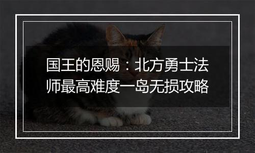 国王的恩赐：北方勇士法师最高难度一岛无损攻略