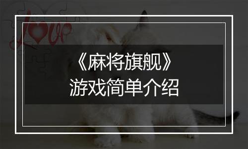 《麻将旗舰》游戏简单介绍