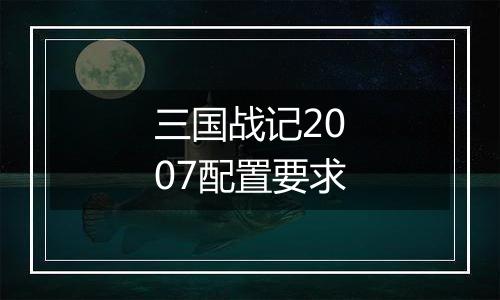 三国战记2007配置要求