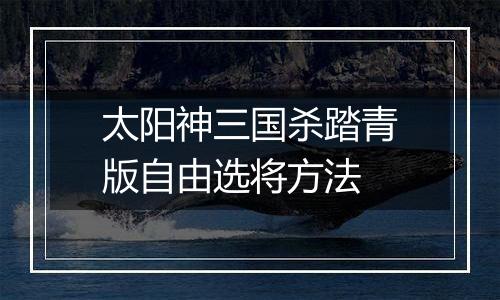 太阳神三国杀踏青版自由选将方法