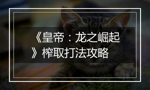 《皇帝：龙之崛起》榨取打法攻略