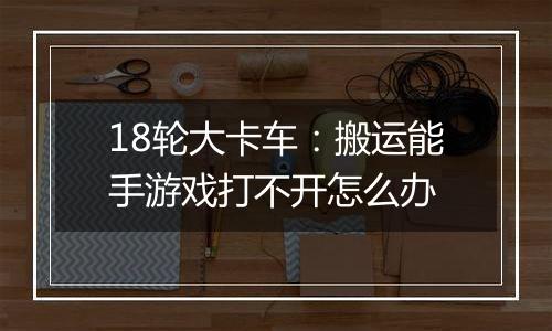 18轮大卡车：搬运能手游戏打不开怎么办
