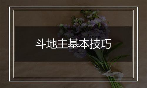 斗地主基本技巧