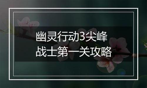 幽灵行动3尖峰战士第一关攻略
