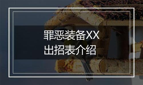 罪恶装备XX出招表介绍