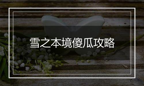 雪之本境傻瓜攻略