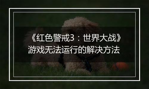 《红色警戒3：世界大战》游戏无法运行的解决方法