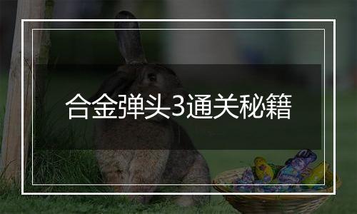 合金弹头3通关秘籍