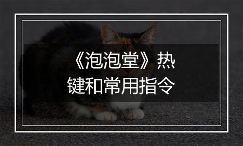 《泡泡堂》热键和常用指令