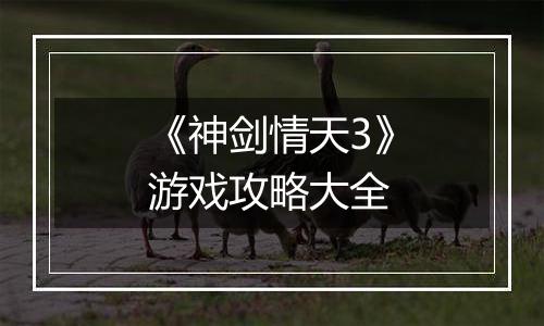 《神剑情天3》游戏攻略大全